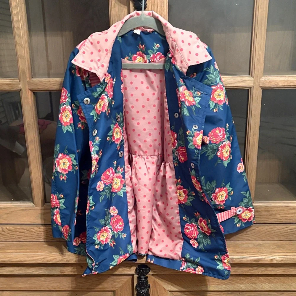 Matilda Jane Floral Raincoat with Pink Polka Dot Lining - Picture 1 of 4